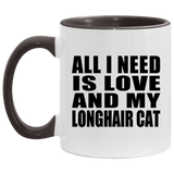 All I Need Is Love And My Longhair Cat - 11oz Accent Mug Black