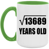 117th Birthday Square Root of 13689 Years Old - 15oz Accent Mug Green