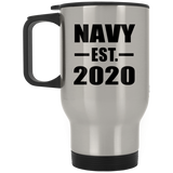 Navy Established EST. 2020 - Silver Travel Mug