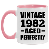42nd Birthday Vintage 1982 Aged Perfectly - 11oz Accent Mug Pink