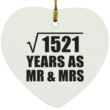 39th Anniversary Square Root of 1521 Years As Mr & Mrs - Heart Ornament