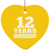 12th Anniversary 12 Years - Heart Ornament