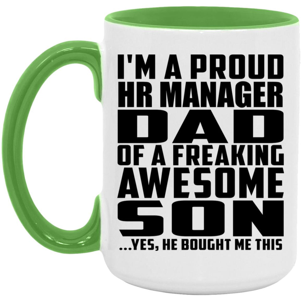 Proud HR Manager Dad Of Awesome Son - 15oz Accent Mug Green