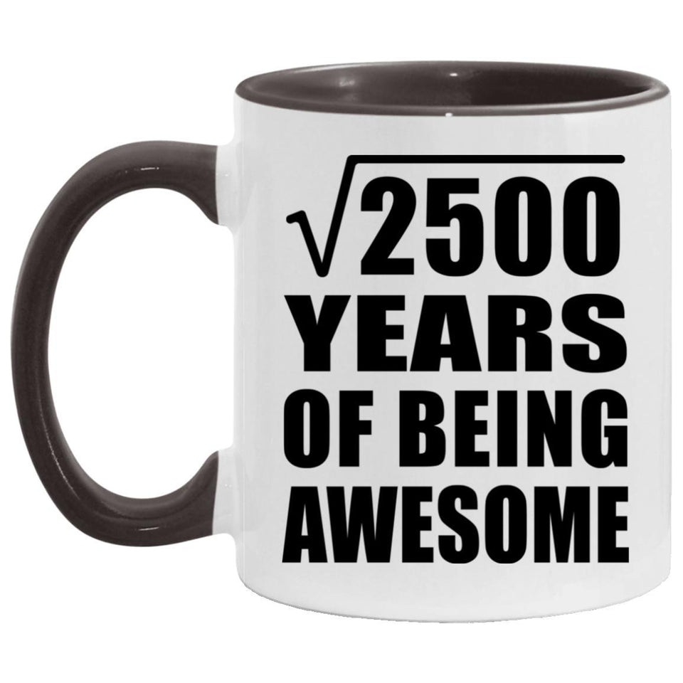 50th Birthday Square Root of 2500 Years of Being Awesome - 11oz Accent Mug Black