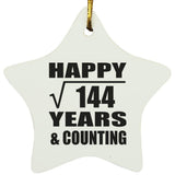Happy 12th Anniversary Square Root of 144 Years & Counting - Star Ornament