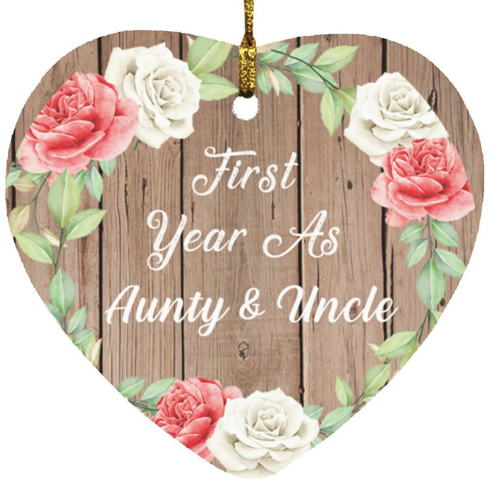First Year As Aunty & Uncle - Heart Ornament B