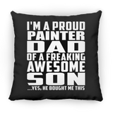 Proud Painter Dad Of Awesome Son - Throw Pillow Black