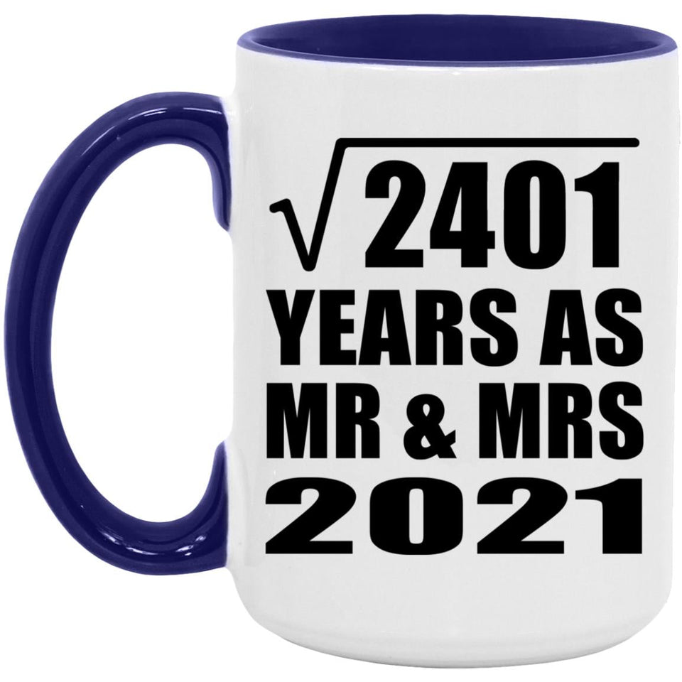 49th Anniversary Square Root of 2401 Years As Mr & Mrs 2021 - 15oz Accent Mug Purple