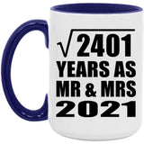 49th Anniversary Square Root of 2401 Years As Mr & Mrs 2021 - 15oz Accent Mug Purple