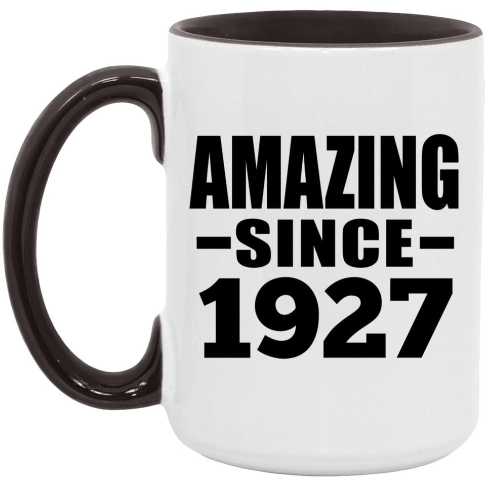 97th Birthday Amazing Since 1927 - 15oz Accent Mug Black