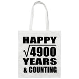 Happy 70th Anniversary Square Root of 4900 Years & Counting - Tote Bag White