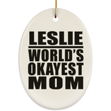 Leslie World's Okayest Mom - Oval Ornament