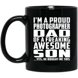 Proud Photographer Dad Of Awesome Son - 11 Oz Coffee Mug Black