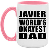 Javier World's Okayest Dad - 15oz Accent Mug Pink