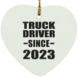 Truck Driver Since 2023 - Heart Ornament
