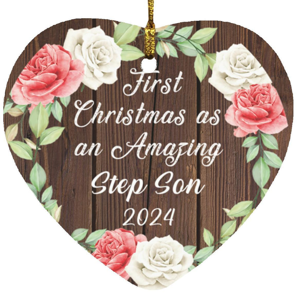 First Christmas As an Amazing Step Son 2024 - Heart Ornament A