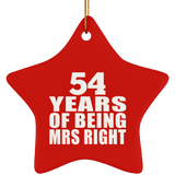 54th Anniversary 54 Years Of Being Mrs Right - Star Ornament