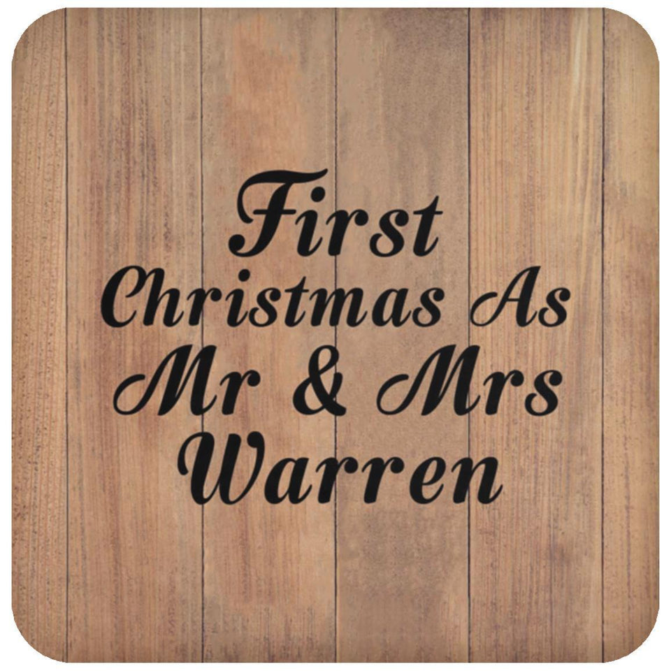 First Christmas As Mr & Mrs Warren - Drink Coaster C