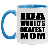 Ida World's Okayest Mom - 11oz Accent Mug Blue