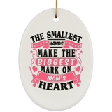 The Smallest Hands Make The Biggest Mark On Mom's Heart - Oval Ornament