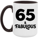 65th Birthday 65 & Fabulous - 15oz Accent Mug Black