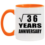 6th Anniversary Square Root of 36 Years Anniversary - 11oz Accent Mug Orange