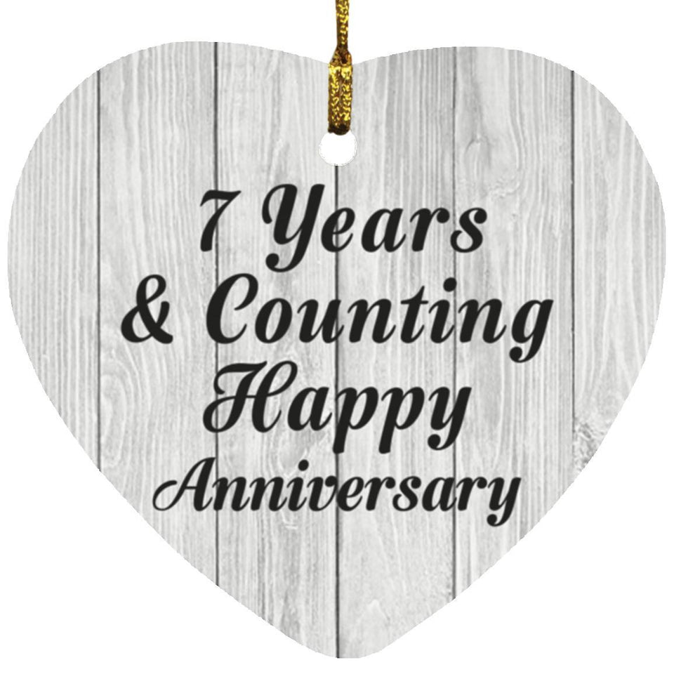 Happy 7th Anniversary 7 Years & Counting - Heart Ornament F