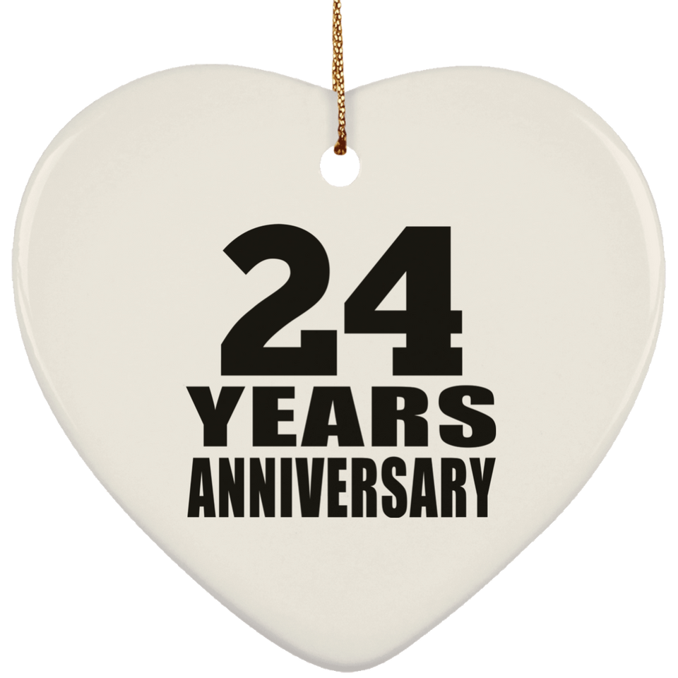 24th Anniversary 24 Years - Heart Ornament
