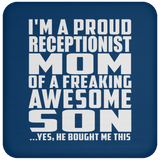 Proud Receptionist Mom Of Awesome Son - Drink Coaster