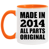 10th Birthday Made in 2014 All Parts Original - 11oz Accent Mug Orange