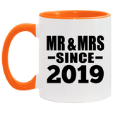 5th Anniversary Mr & Mrs Since 2019 - 11oz Accent Mug Orange
