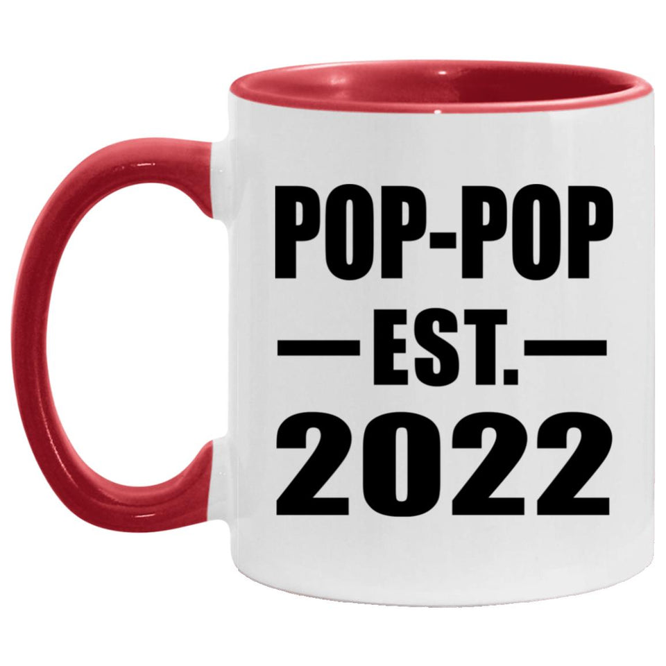 Pop-Pop Established EST. 2022 - 11oz Accent Mug Red