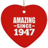 77th Birthday Amazing Since 1947 - Heart Ornament