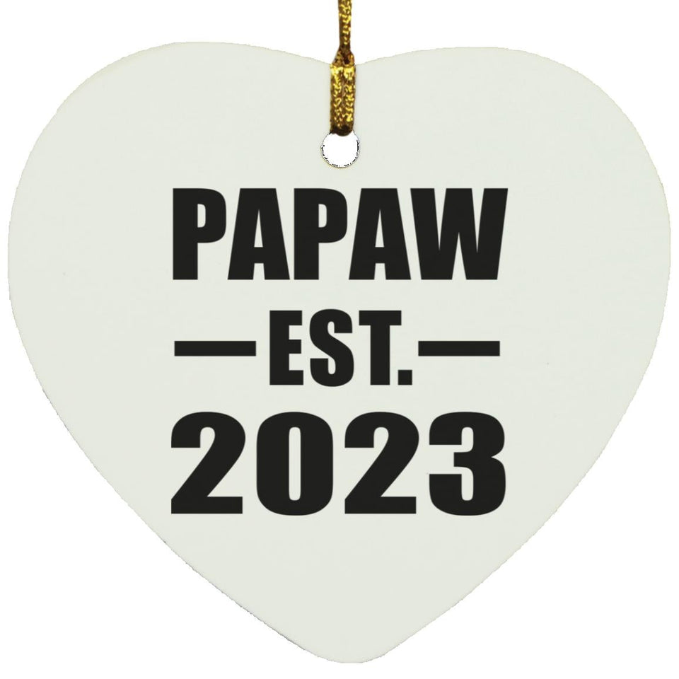 Papaw Established EST. 2023 - Heart Ornament