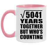 71st Anniversary Square Root of 5041 Years Who's Counting - 11oz Accent Mug Pink