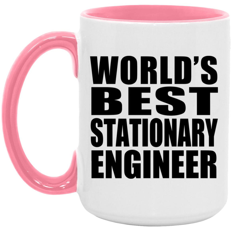 World's Best Stationary Engineer - 15oz Accent Mug Pink