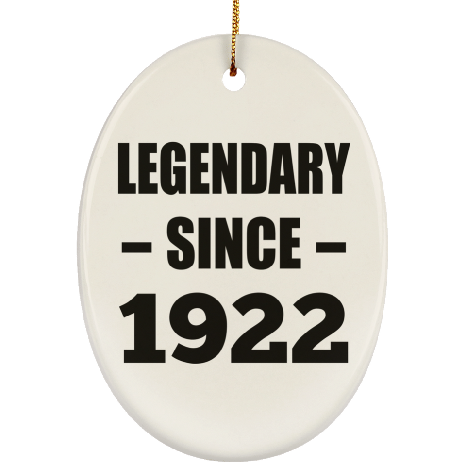 102nd Birthday Legendary Since 1922 - Oval Ornament
