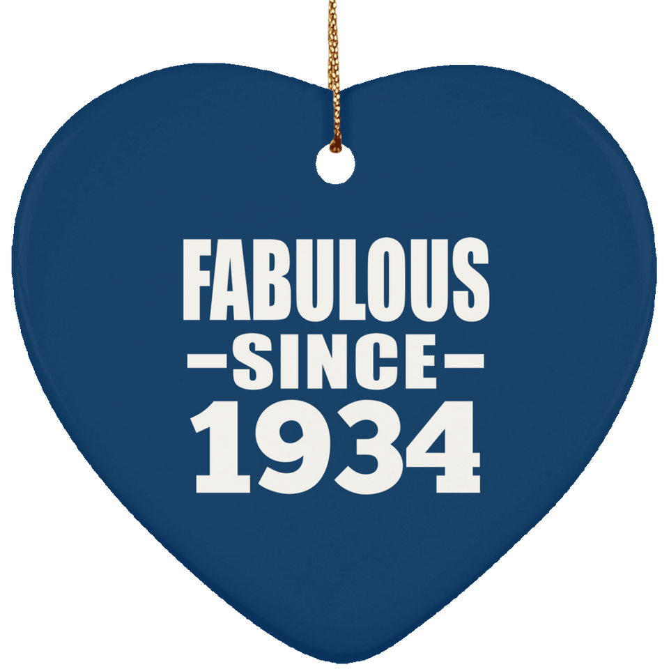 90th Birthday Fabulous Since 1934 - Heart Ornament