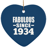 90th Birthday Fabulous Since 1934 - Heart Ornament