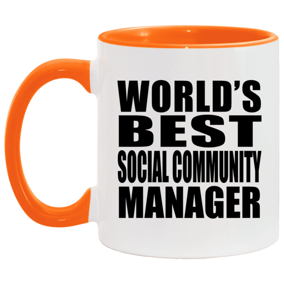 World's Best Social Community Manager - 11oz Accent Mug Orange