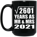 51st Anniversary Square Root of 2601 Years As Mr & Mrs 2021 - 15oz Coffee Mug Black