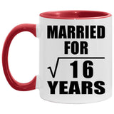 4th Anniversary Married For Square Root of 16 Years - 11oz Accent Mug Red