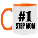 Number One #1 Step Mom - 11oz Accent Mug Orange