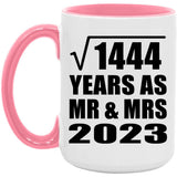 38th Anniversary Square Root of 1444 Years As Mr & Mrs 2023 - 15oz Accent Mug Pink