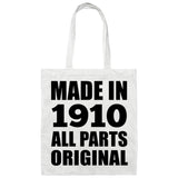 114th Birthday Made in 1910 All Parts Original - Tote Bag White