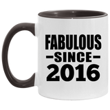 8th Birthday Fabulous Since 2016 - 11oz Accent Mug Black