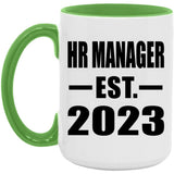 HR Manager Established EST. 2023 - 15oz Accent Mug Green