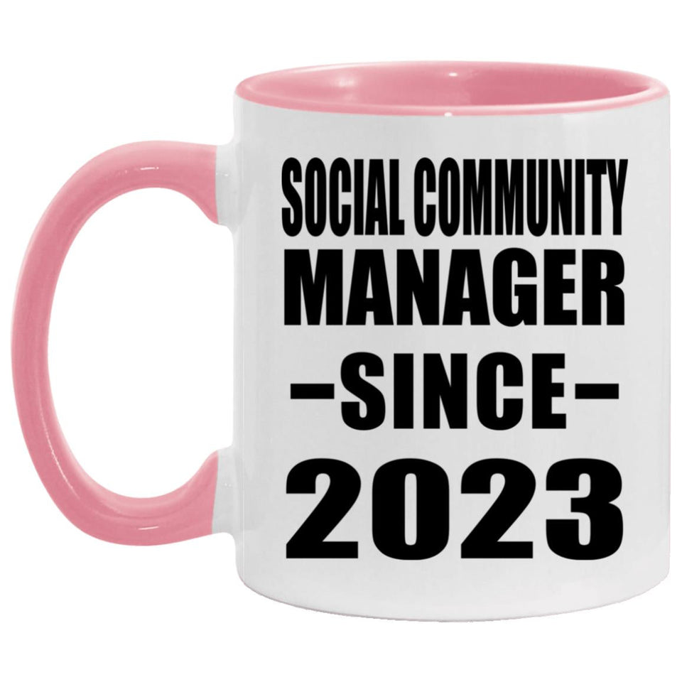 Social Community Manager Since 2023 - 11oz Accent Mug Pink