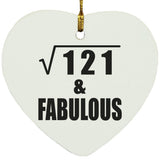 11th Birthday Square Root of 121 & Fabulous - Heart Ornament
