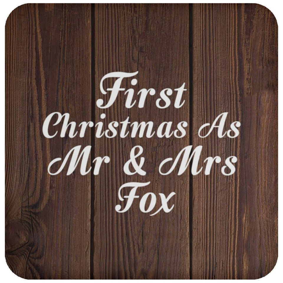 First Christmas As Mr & Mrs Fox - Drink Coaster D
